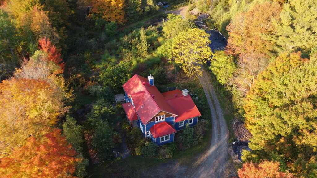 Maison avec toit rouge à Terre de Crystal